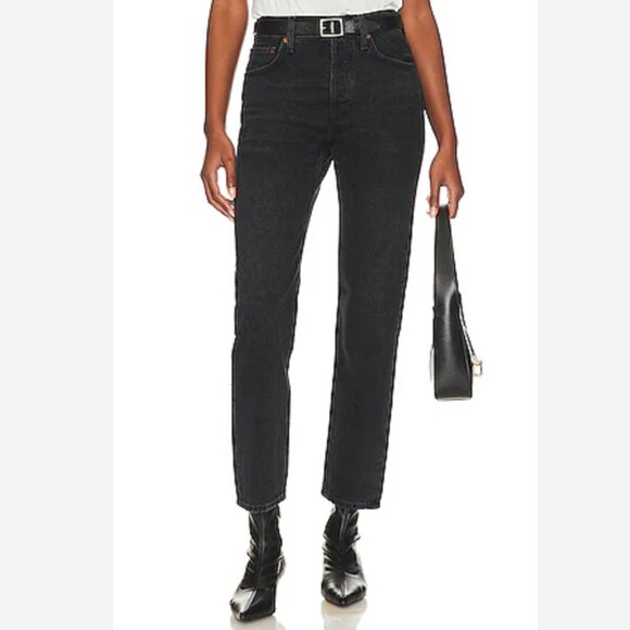 AGOLDE Women's Size 23 Black Wash Nico Button Fly Skinny Jeans - Picture 1 of 6